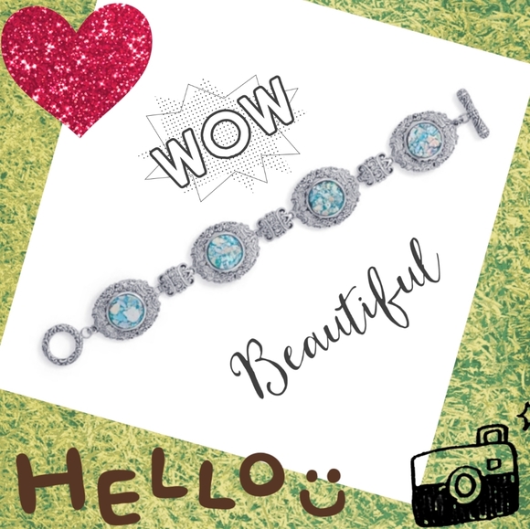 ORNATE ROMAN GLASS TOGGLE BRACELET - Picture 7 of 8